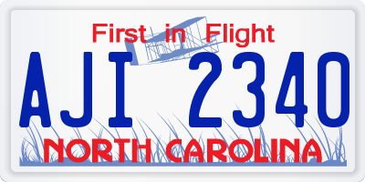 NC license plate AJI2340