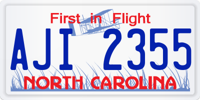 NC license plate AJI2355