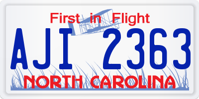 NC license plate AJI2363