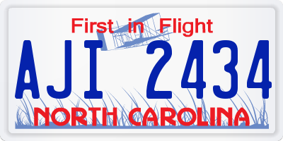 NC license plate AJI2434