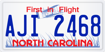 NC license plate AJI2468