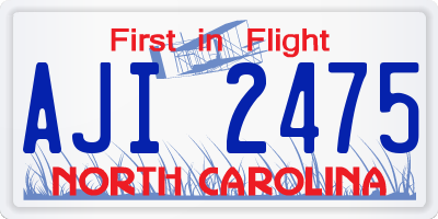 NC license plate AJI2475