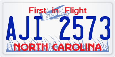 NC license plate AJI2573
