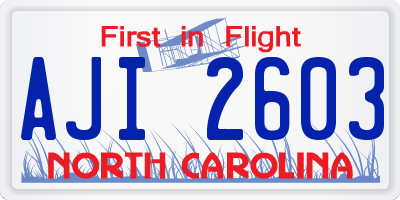 NC license plate AJI2603