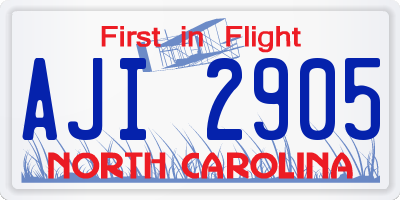 NC license plate AJI2905