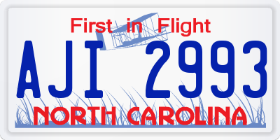 NC license plate AJI2993