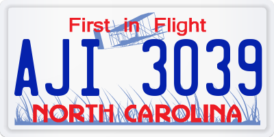 NC license plate AJI3039