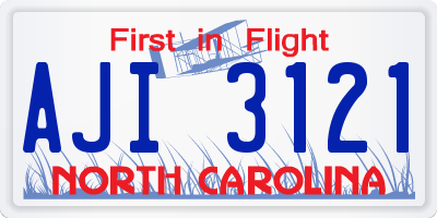 NC license plate AJI3121