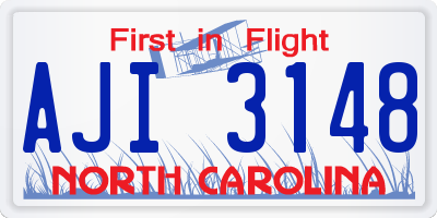 NC license plate AJI3148