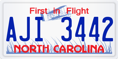 NC license plate AJI3442