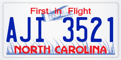 NC license plate AJI3521