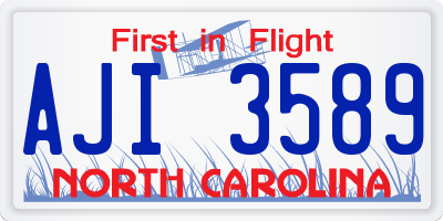 NC license plate AJI3589