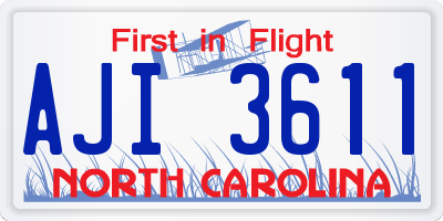 NC license plate AJI3611