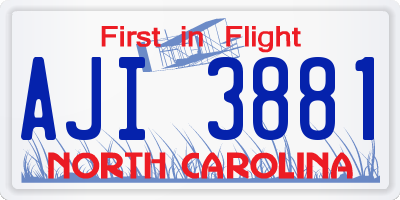 NC license plate AJI3881
