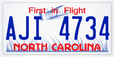 NC license plate AJI4734
