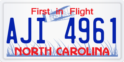 NC license plate AJI4961