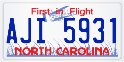 NC license plate AJI5931