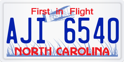 NC license plate AJI6540