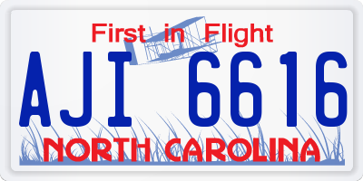 NC license plate AJI6616