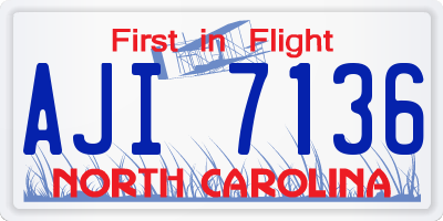 NC license plate AJI7136