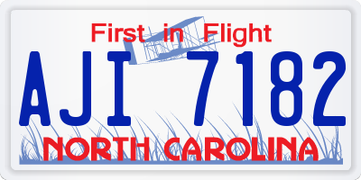 NC license plate AJI7182
