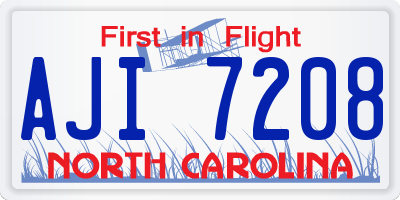 NC license plate AJI7208
