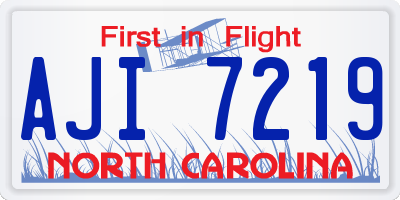 NC license plate AJI7219