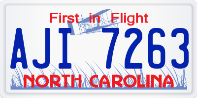 NC license plate AJI7263