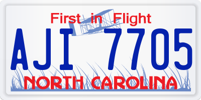 NC license plate AJI7705