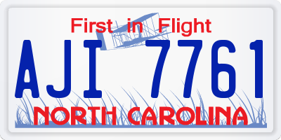 NC license plate AJI7761
