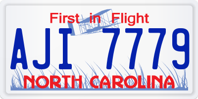 NC license plate AJI7779
