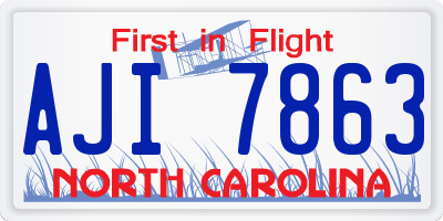 NC license plate AJI7863
