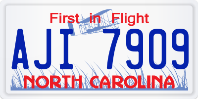 NC license plate AJI7909