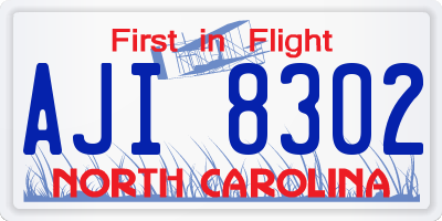 NC license plate AJI8302