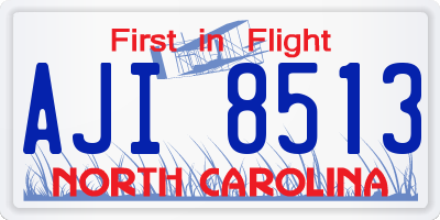 NC license plate AJI8513
