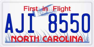 NC license plate AJI8550