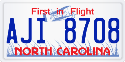 NC license plate AJI8708