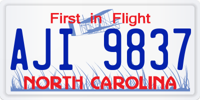 NC license plate AJI9837