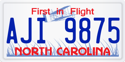NC license plate AJI9875
