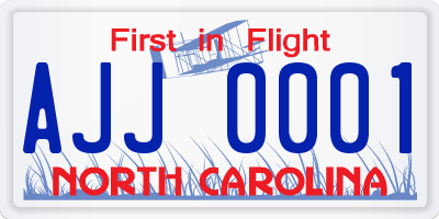 NC license plate AJJ0001
