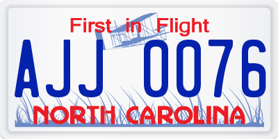 NC license plate AJJ0076