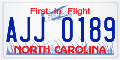 NC license plate AJJ0189