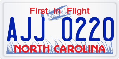 NC license plate AJJ0220