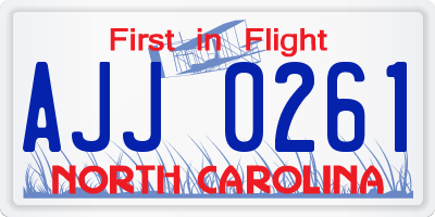NC license plate AJJ0261