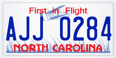 NC license plate AJJ0284