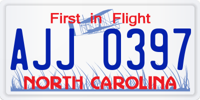 NC license plate AJJ0397
