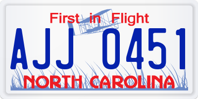 NC license plate AJJ0451