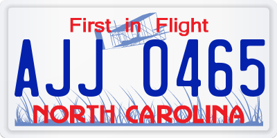 NC license plate AJJ0465