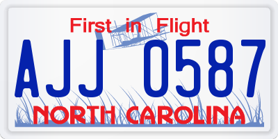NC license plate AJJ0587