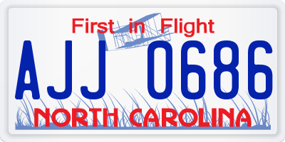 NC license plate AJJ0686
